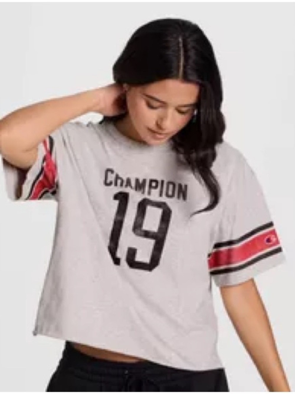 Champion Light Gray Tee with Black '19' Graphic